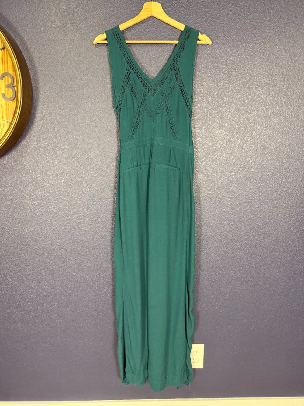 Elevenses Anthropologie Dark Turquoise Sabine Crochet Trim Wide Leg Jumpsuit | 0 - Picture 5 of 7